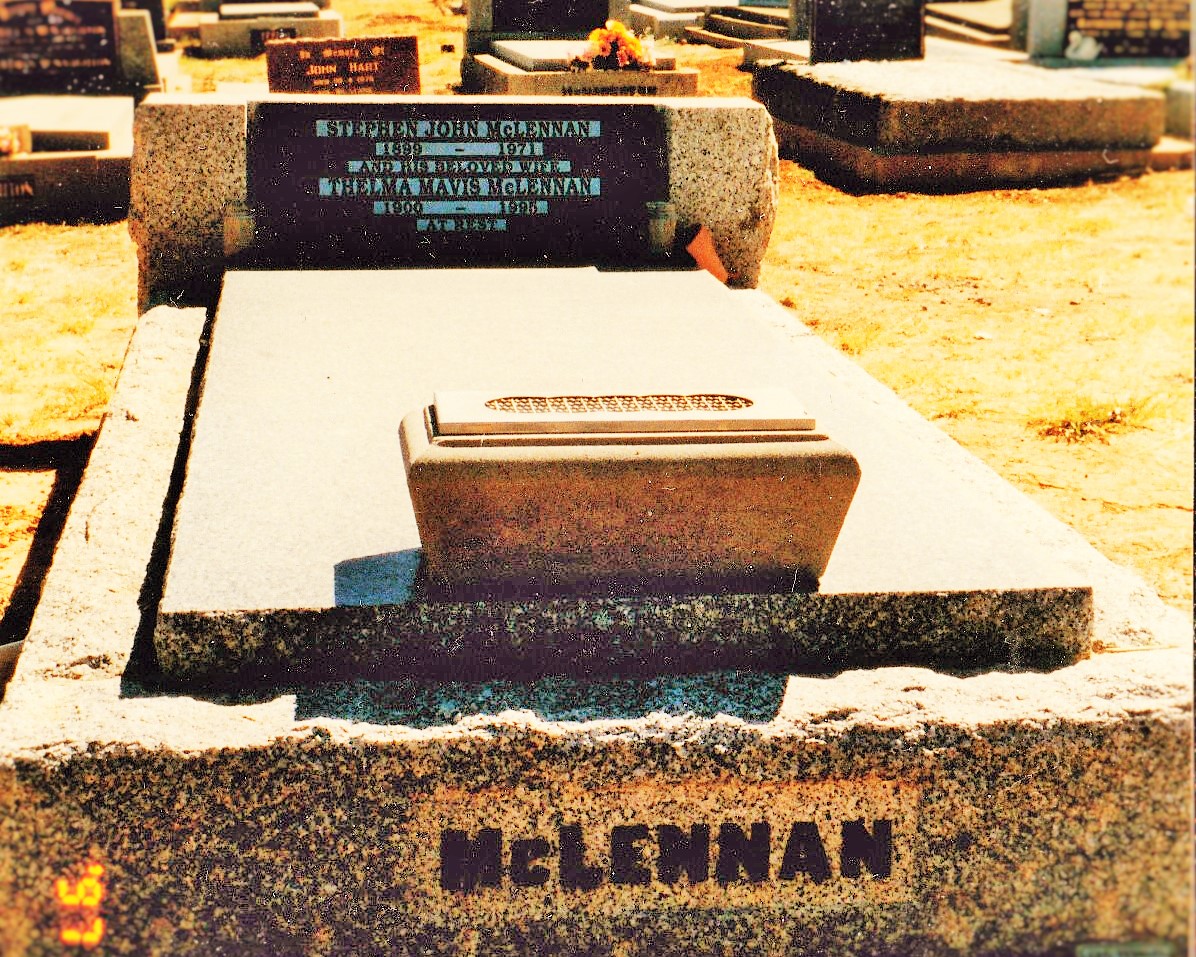 Photo of headstones/Stephen John McLennan 1899-1971 hdstn Wycheproof cem